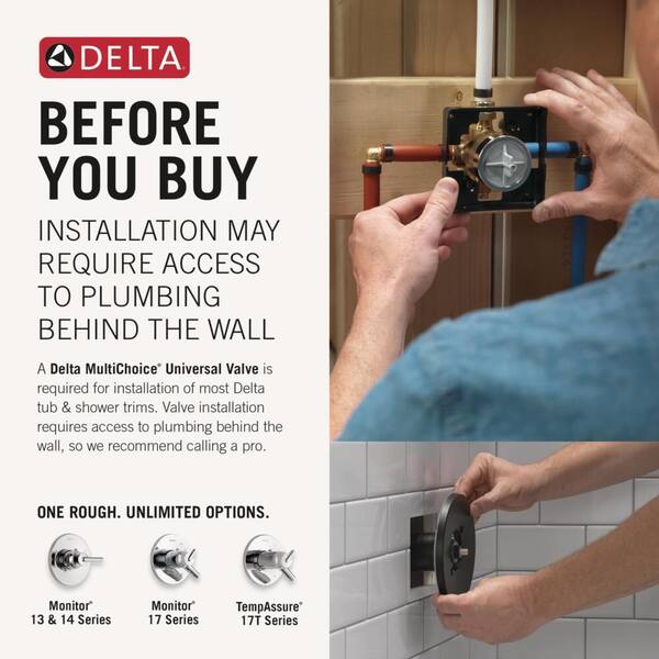 T14059-PP Delta Modern Monitor 14-Series Valve Only Trim With Lever...