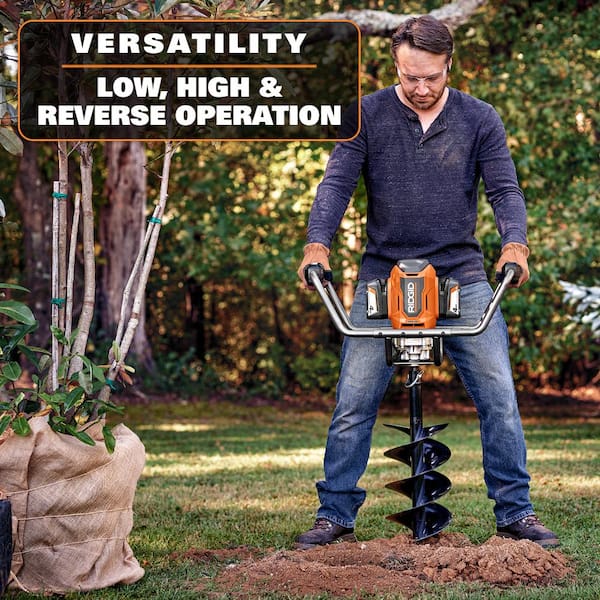 RIDGID - 18V Brushless Earth Auger Kit with 6-Port Sequential Charger, 8.0 Ah and 6.0 Ah MAX Output Batteries (2-Pack)