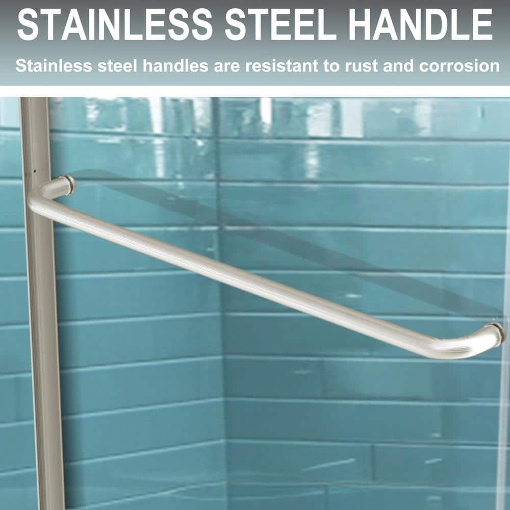 60" Chrome Semi-Frameless Sliding Shower Door with Clear Glass