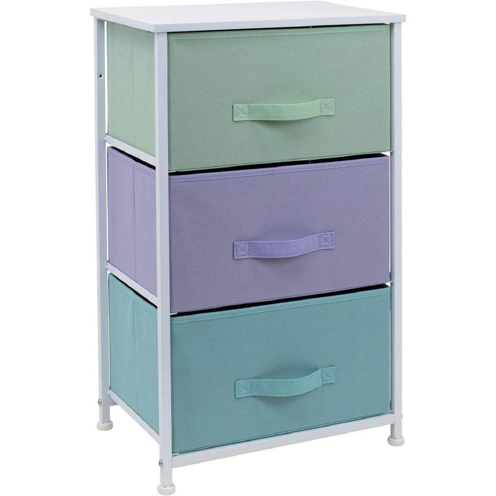 Sorbus 3-Drawers Multi-Color Pastel Nightstand 28.75 in. H x 17.75 in. W x 11.87 in. D, Pastel white -  DRW-3D-PAS