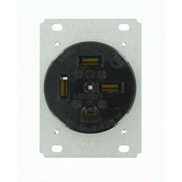 50 Amp 250-Volt Flush Mounting Grounding Outlet, Black 8450
