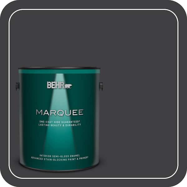 BEHR MARQUEE 1 gal. #ECC-10-2 Jet Black Semi-Gloss Enamel Interior Paint & Primer