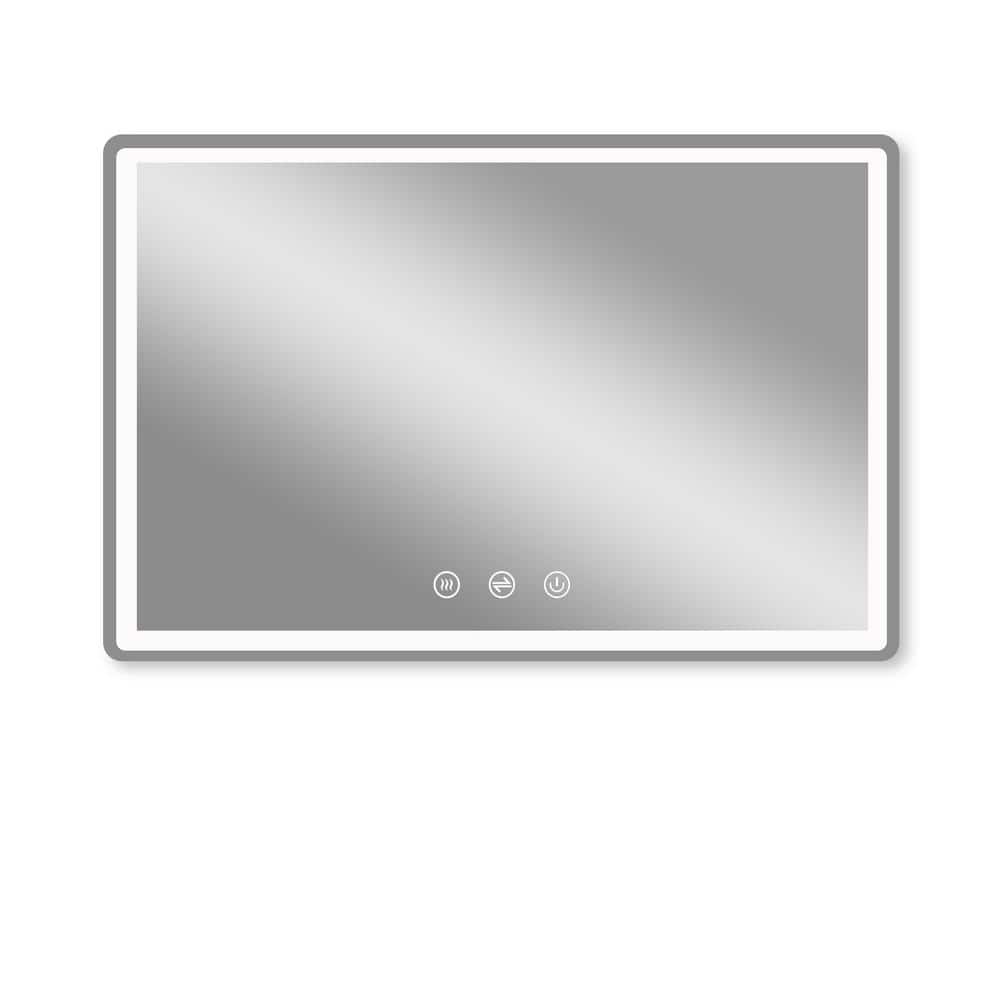 Chrome 40 in. W x 24 in. LED Modern Aluminum Alloy Frameless Rectangle Wall