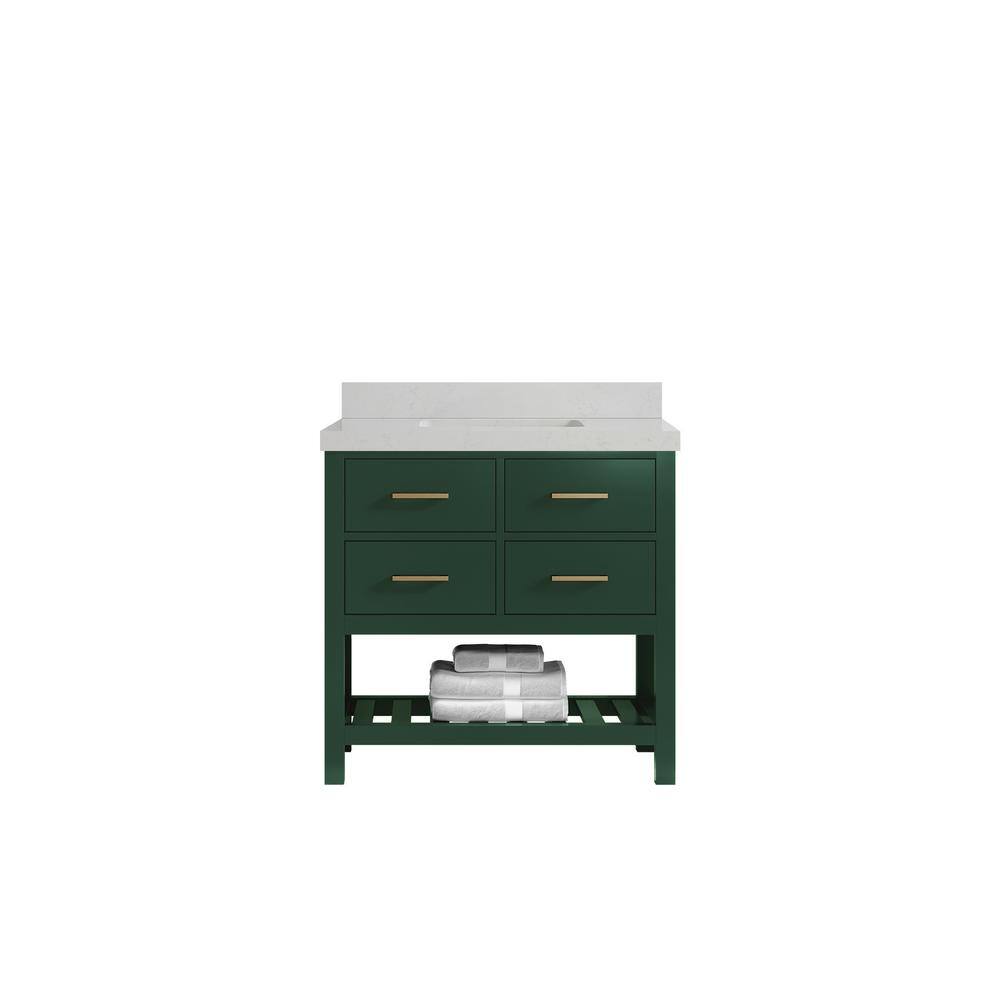 Parker 36 in. W x 22 in. D x 36 in. H Center Sink Bath Vanity in Lafayette Green with 2 in. Carrara Quartz Top price history on PriceWatchPro