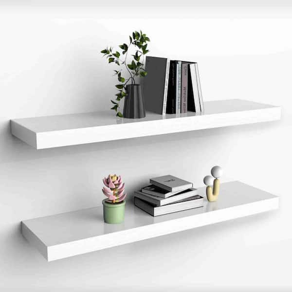 Unbranded 30 in. W x 6.7 in. D White Floating Decorative Wall Shelf (Set of 2)