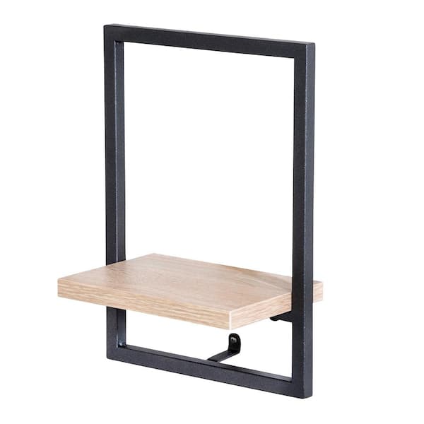 Honey-Can-Do 8.1 in. W x 11.2 in. H x 4.9 in. D Black Steel Small Vertical Floating Wall Shelf