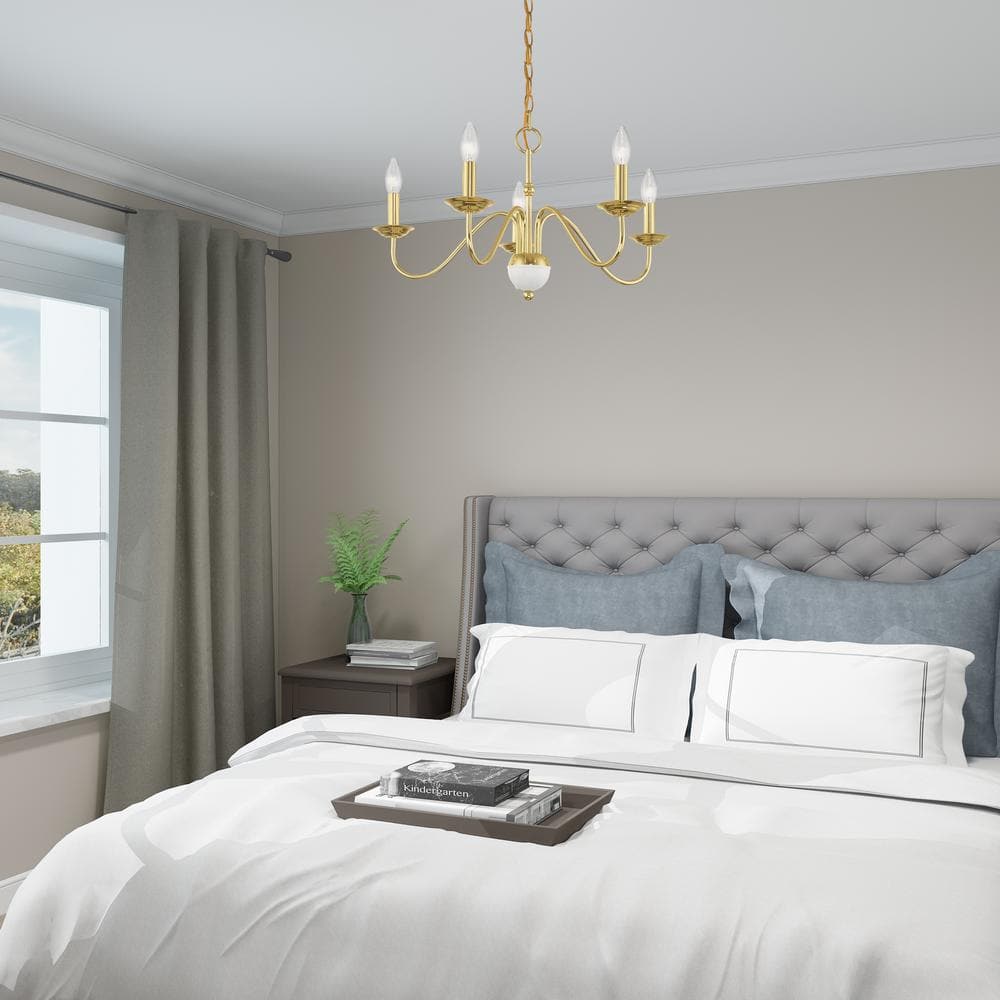 Polished Brass 5-Light Candelabra Chandelier