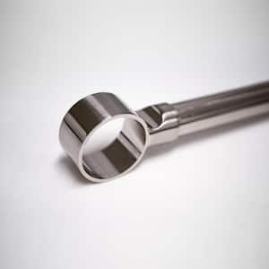 120 in Adjustable Metal Single Curtain Rod with Ring Finial in Sliver
