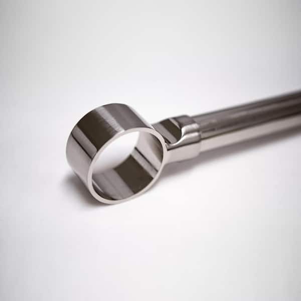 Best Home Fashion 120 in Adjustable Metal Single Curtain Rod with Ring Finial in Sliver