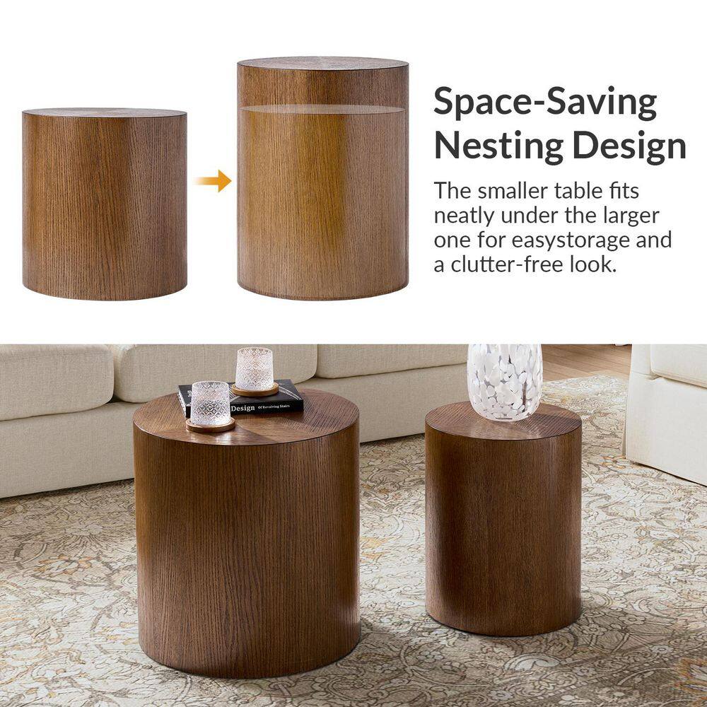 Lisa 20 in. Walnut Round Wood End Table with No Assembly Required - thumbnail 7