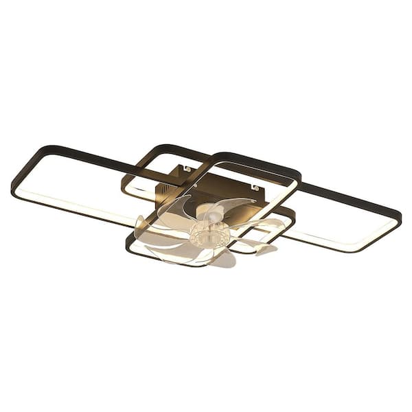 41 in. Indoor Black 6-Wind Speeds Art Deco Modern Ceiling Fan with Remote Control and Dimmable LED