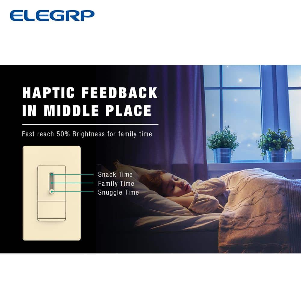 Light Almond Matte Double Pole Slide Dimmer with Wall Plate