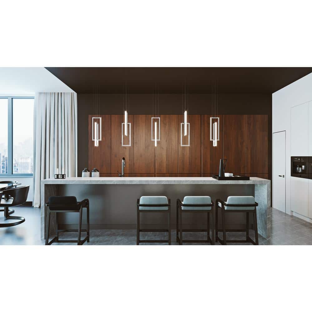 Sleek Satin Nickel 24" LED Indoor/Outdoor Pendant Light