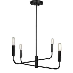 Catalina 4-Light Matte Black Bulb Empire Chandelier Dining with No Bulbs Included