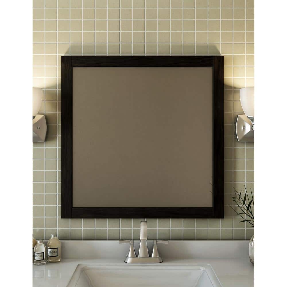 Espresso Pine Wood Framed Rectangular 40"x30" Wall Mirror