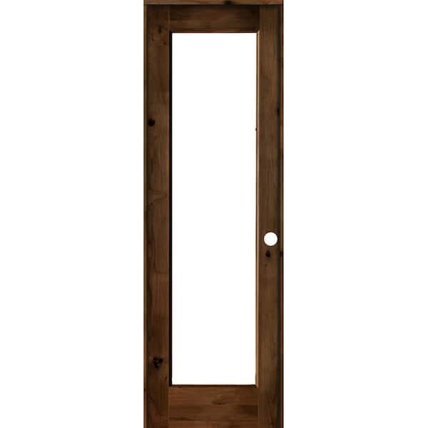Krosswood Doors 30 in. x 96 in. Rustic Knotty Alder Left-Hand Full-Lite Clear Glass Provincial Stain Wood Single Prehung Interior Door