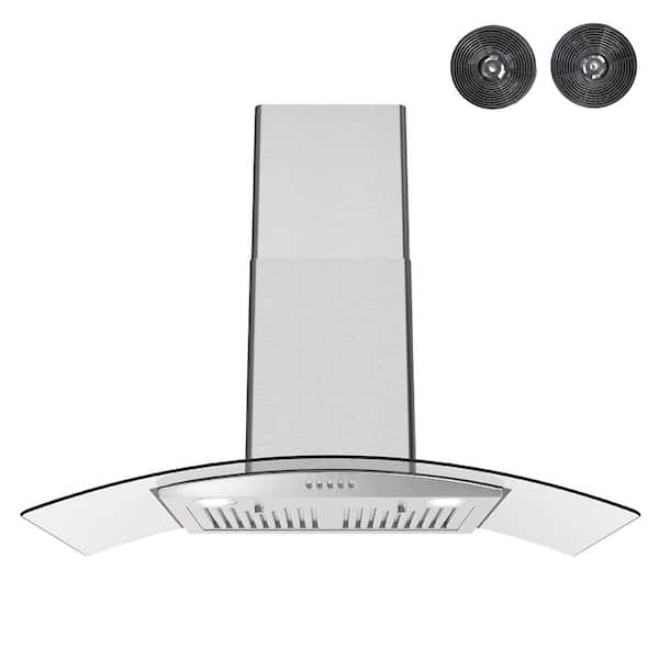 Streamline 36 in. Gasperi Convertible Wall Mount Range Hood in Brushed Stainless Steel,Baffle Filters,Push Button Control,LED Light