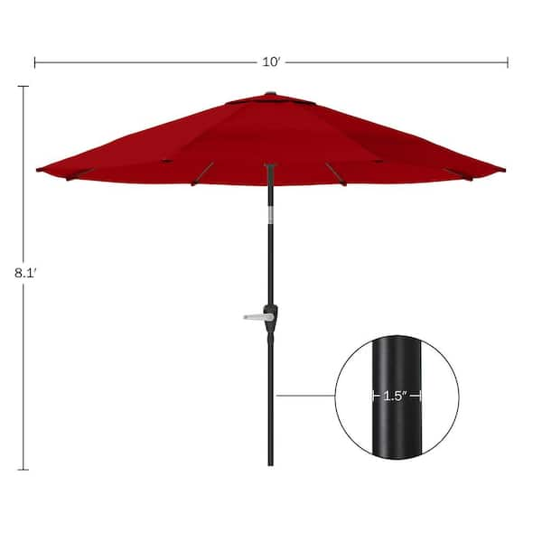 Pure Garden 10 ft. Aluminum Patio Umbrella with Auto Tilt Red