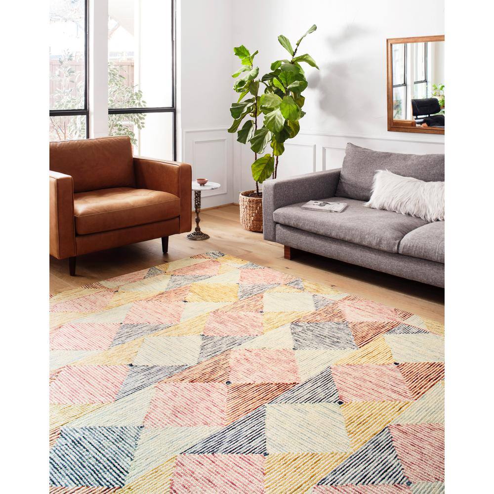 Handmade Ivory Multi Geometric Wool Area Rug