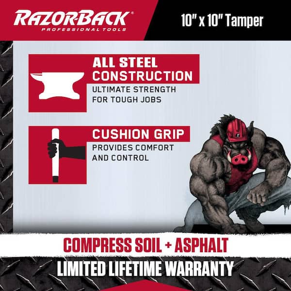 Razor-Back - 10 in. x 10 in. Steel Tamper