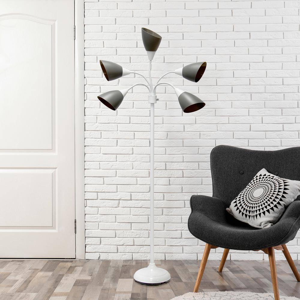 Whimsical White 67" Adjustable Multi-Head Arc Floor Lamp for Kids