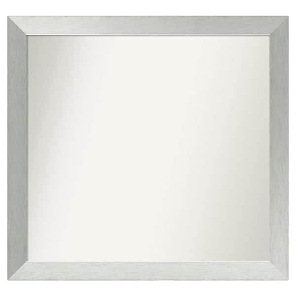 Amanti Art Brushed Sterling Silver 34 in. x 32 in. Custom Non-Beveled Wood Framed Bathroom Vanity Wall Mirror