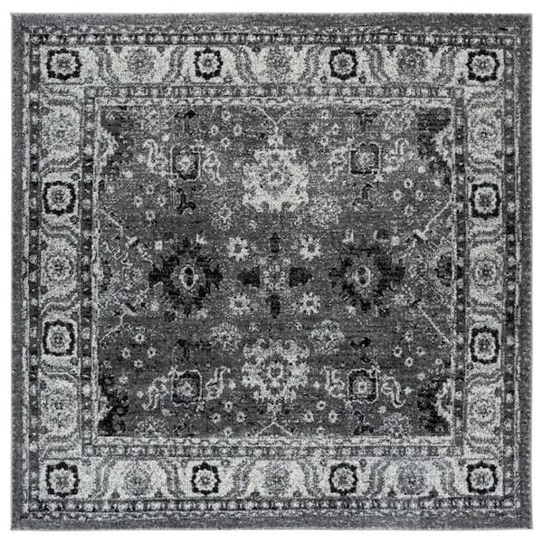Vintage Hamadan 5 ft. x 5 ft. Gray/Black Persian Square Rug