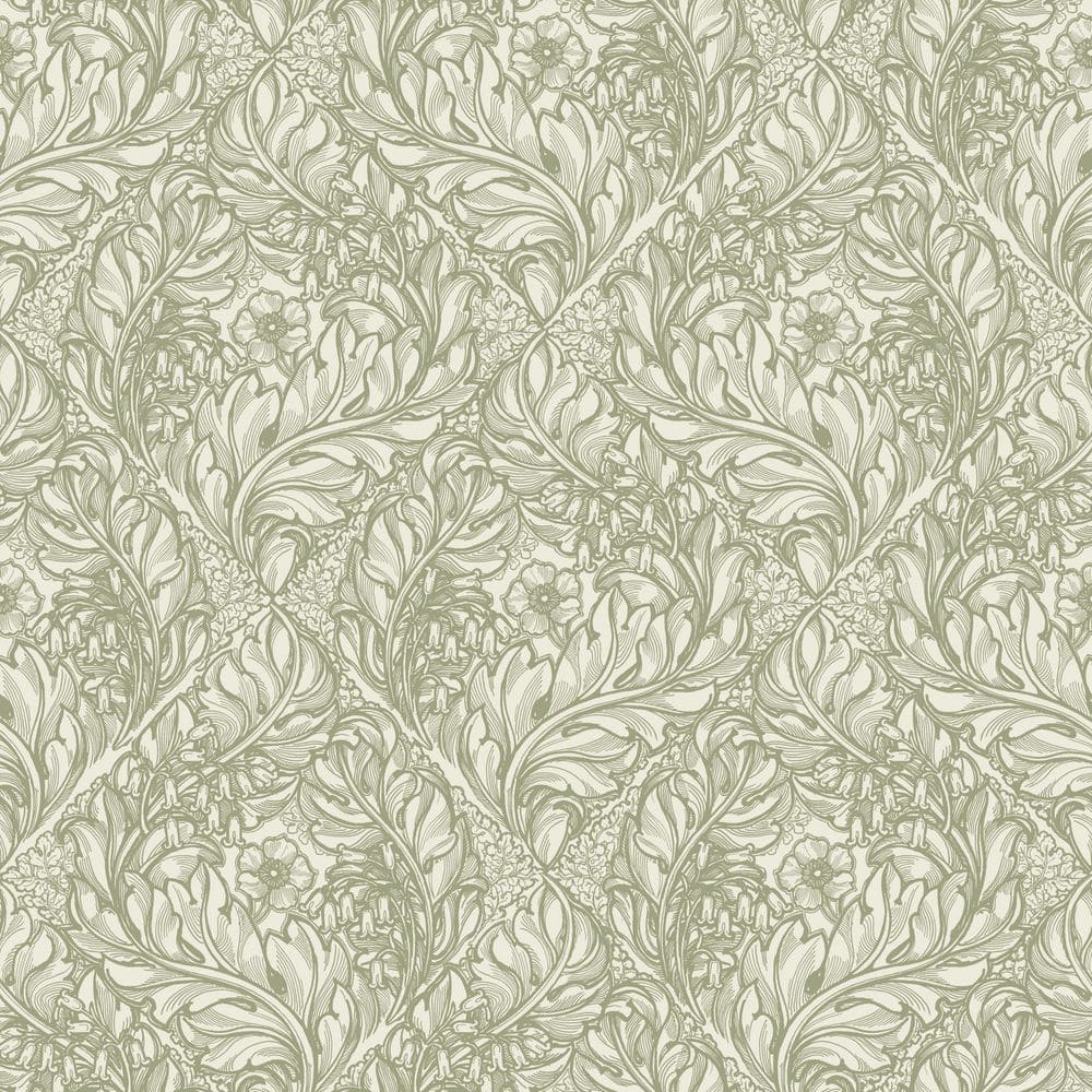 Llewelyn-Bowen Off The Wall Olive Green Floral Rambleicious Matte Finish No