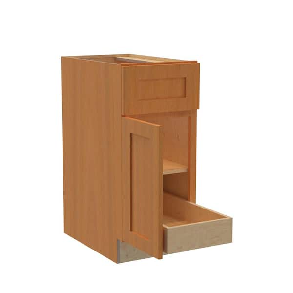 Home Decorators Collection Newport 15 in. W x 24 in. D x 34.5 in. H Assembled Plywood Base Kitchen Cabinet in Cinnamon with 1ROT Soft Close LH