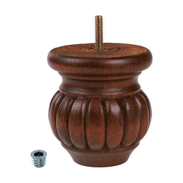 American Pro Decor 4 in. x 3-1/2 in. Stained Cherry Solid Hardwood Round Bun Foot