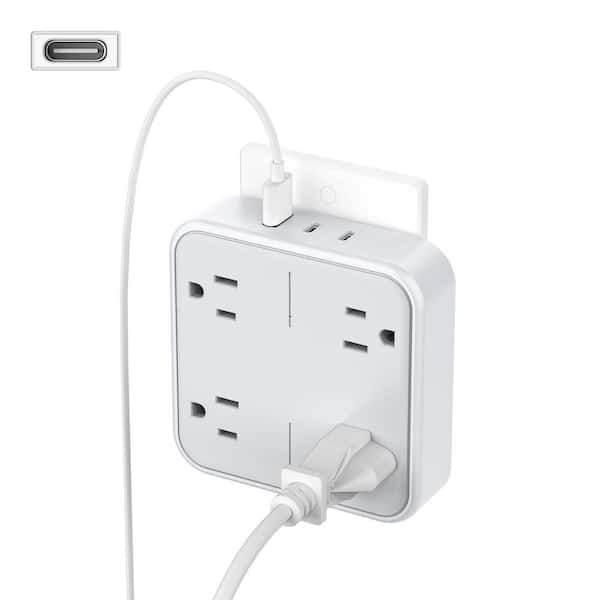 4-Outlet Splitter 3 USB Wall Charging Ports (2 USB C), Wide Spaced Multiple Expander Surge Protector for Office, Home
