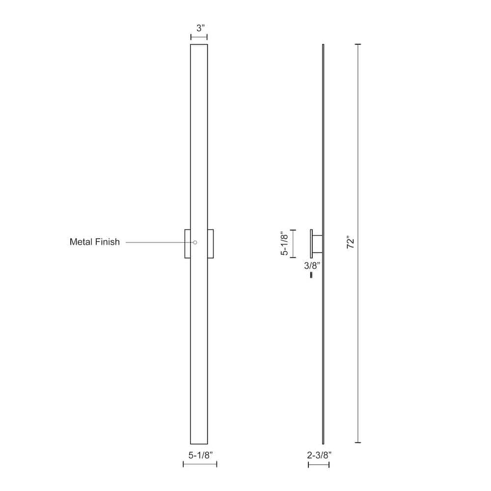 Vesta Sleek Black 72" Dimmable LED Outdoor Wall Sconce