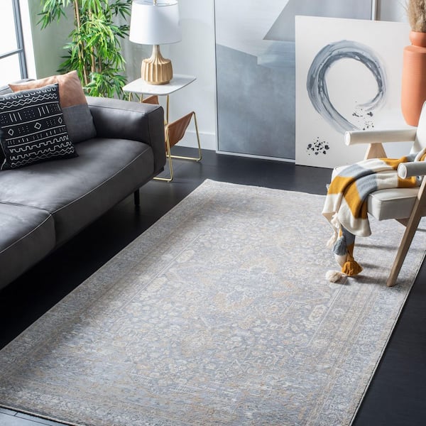Webster 9 ft. x 12 ft. Gray/Beige Distressed Ornate Medallion Area Rug