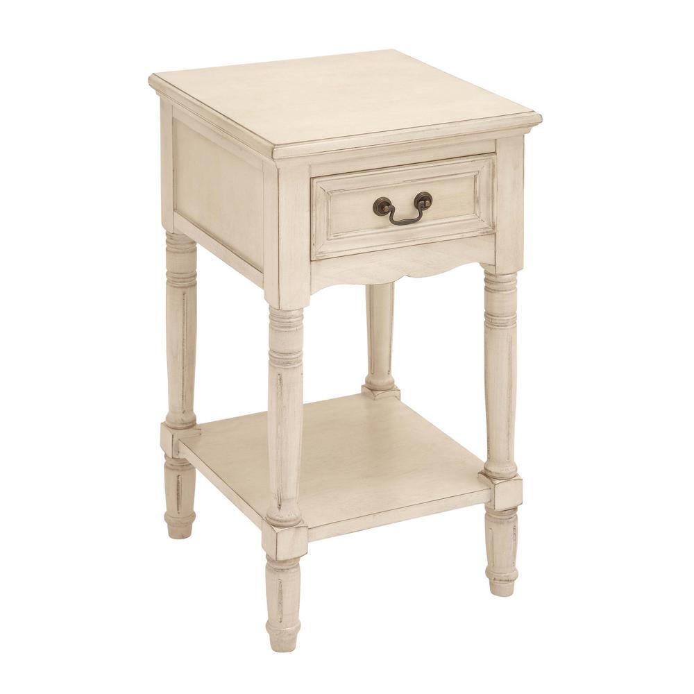 LITTON LANE Antique Ivory Wood Accent Table96199 The Home Depot