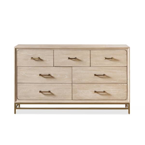 Lena Oak 7 Drawer 64 in. Dresser
