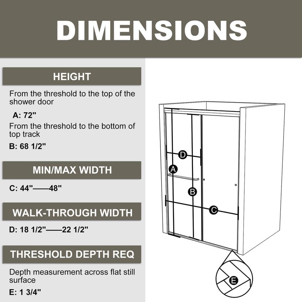 48" Brushed Nickel Framed Sliding Shower Door with Clear Glass