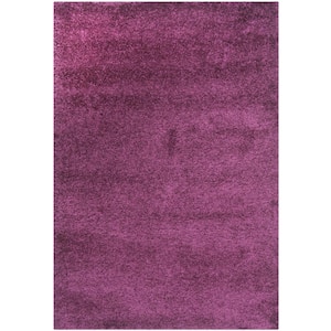 California Shag Purple Doormat 3 ft. x 5 ft. Solid Area Rug