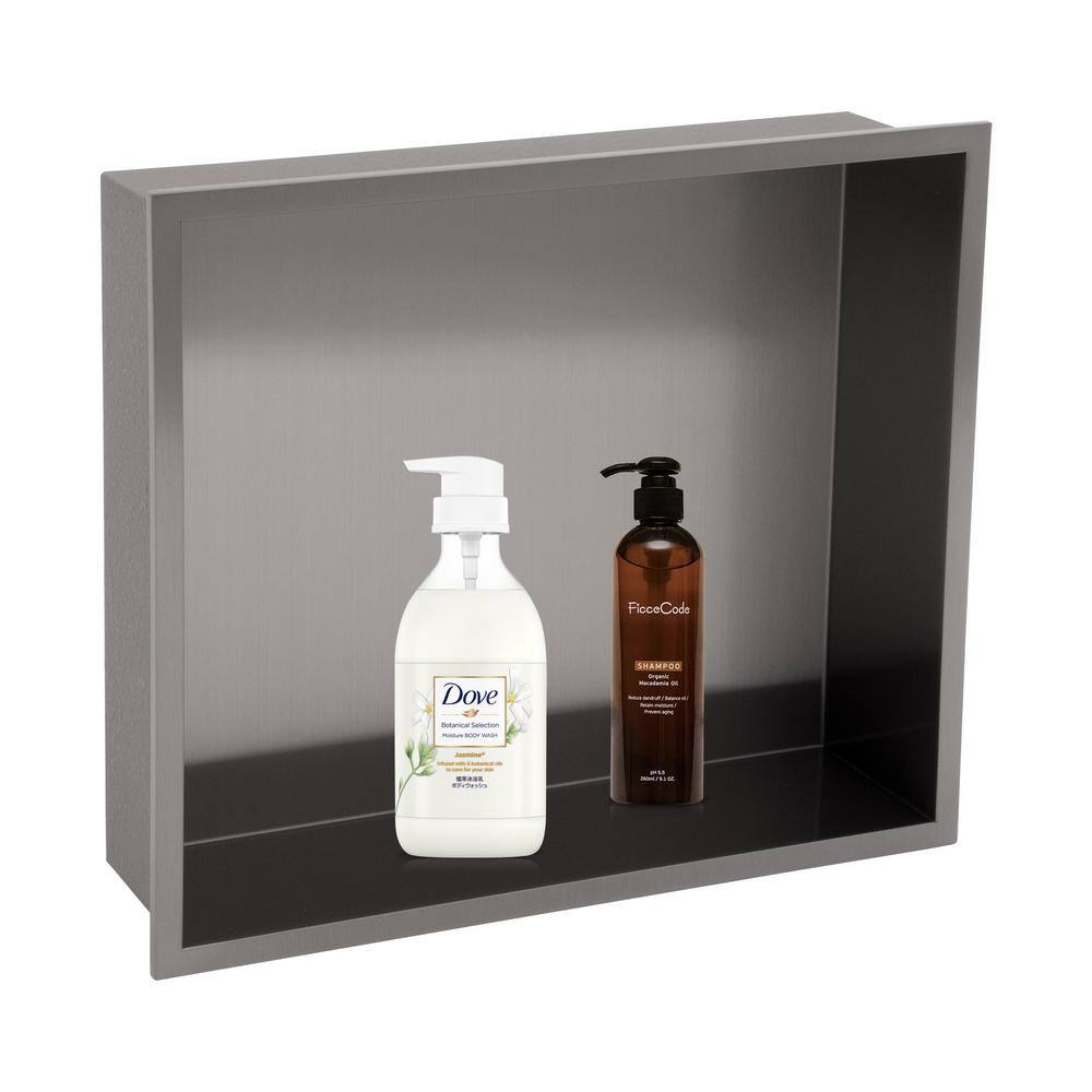 17 in. W x 15 in. H x 4 in. D 18-Gauge Stainless Steel Single Shelf Shower Niche for Shampoo Storage in Gunmetal Black price history on PriceWatchPro