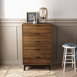 Victoria Walnut 5 Drawer 26.25 in. Wide Chest of Drawers