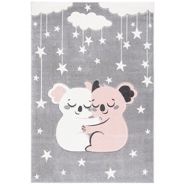 SAFAVIEH Carousel Kids Gray/Ivory 4 ft. x 6 ft. Stars Area Rug
