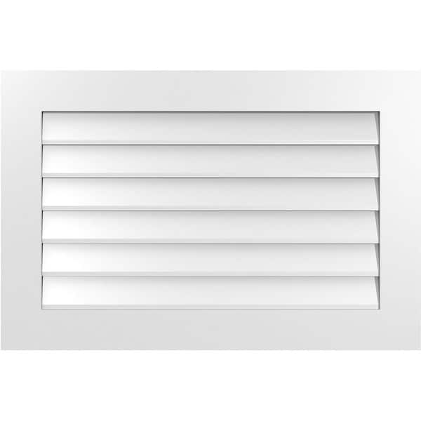 Ekena Millwork 36" x 24" Rectangular White PVC Paintable Gable Louver Vent Non-Functional