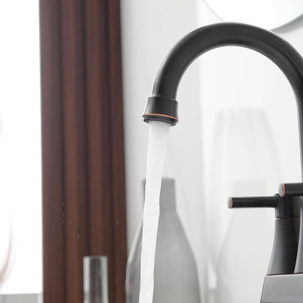 Oil Rubbed Bronze 4-Inch Centerset 2-Handle High-Arc Bathroom Faucet