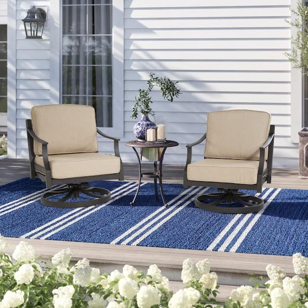 Tamarin 2-Piece Aluminum Swivel Outdoor Swivel Lounge Chair Set with Sunbrella Cushions