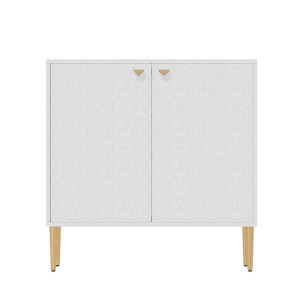 sumyeg White 32 in. H Freestanding 2 Door Locker Accent Storage Cabinet with Adjustable Shelf