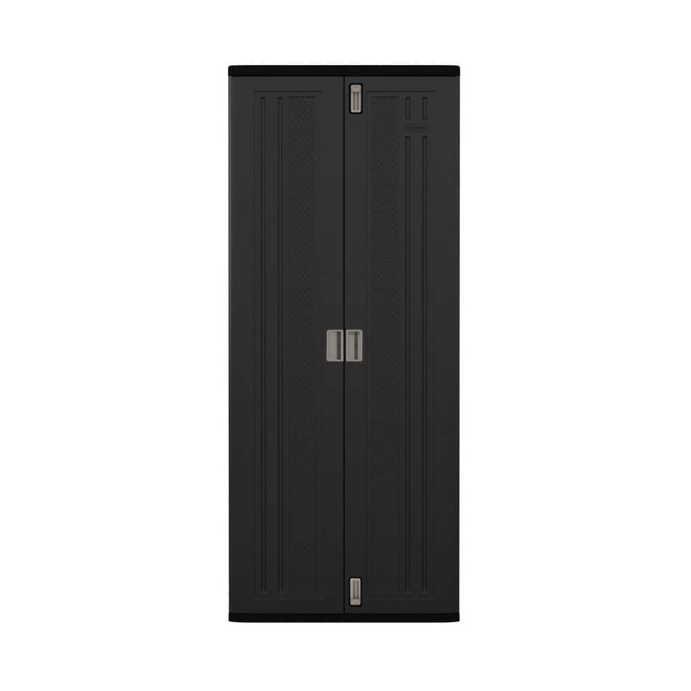 Tall 30 in. W x 72 in. H x 20.25 in. D Plastic 3 Shelf Resin Freestanding Cabinet 72 in. Black price history on PriceWatchPro