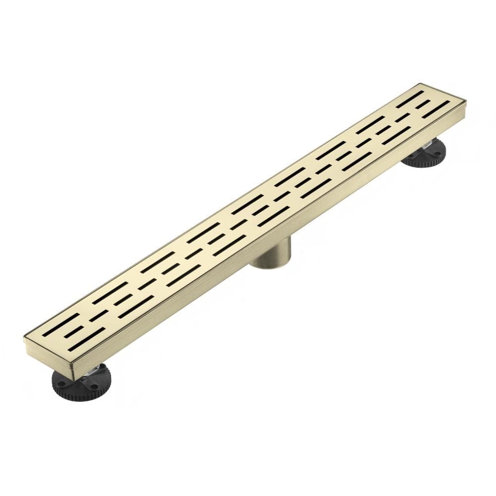 28 in. Linear Shower Drain with Removable Grid Grate and Hair Strainer in Brushed Gold price history on PriceWatchPro