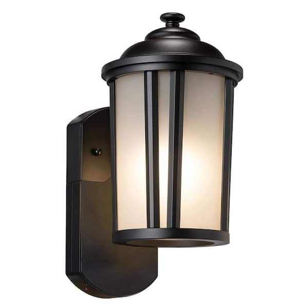 Maximus Traditional Smart Security Companion Textured Black Metal and Glass Outdoor Wall Lantern Sconce