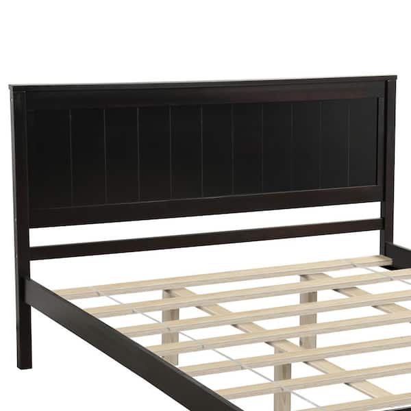Espresso Wooden Queen Platform Bed, Espresso Wood Bed Frame Queen