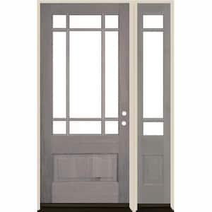 50 in. x 80 in. Contemporary LH 3/4 Lite Clear Glass Grey Stain Douglas Fir Prehung Front Door with RSL