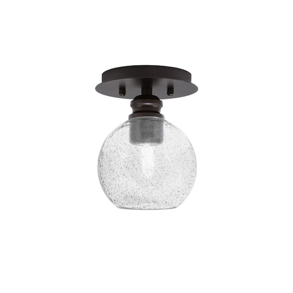 Unbranded Albany 1-Light 6 in. Espresso Semi-Flush with Smoke Bubble Glass Shade